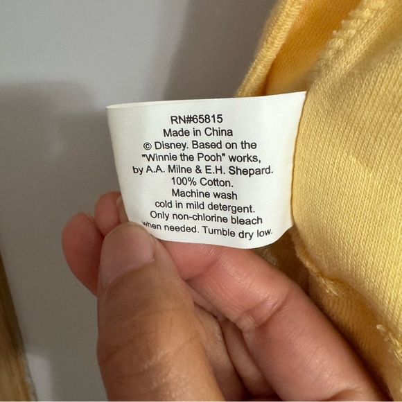 Disney Baby Winnie The Pooh Soft Yellow Cotton Robe Size 3 Month - Picture 4 of 8